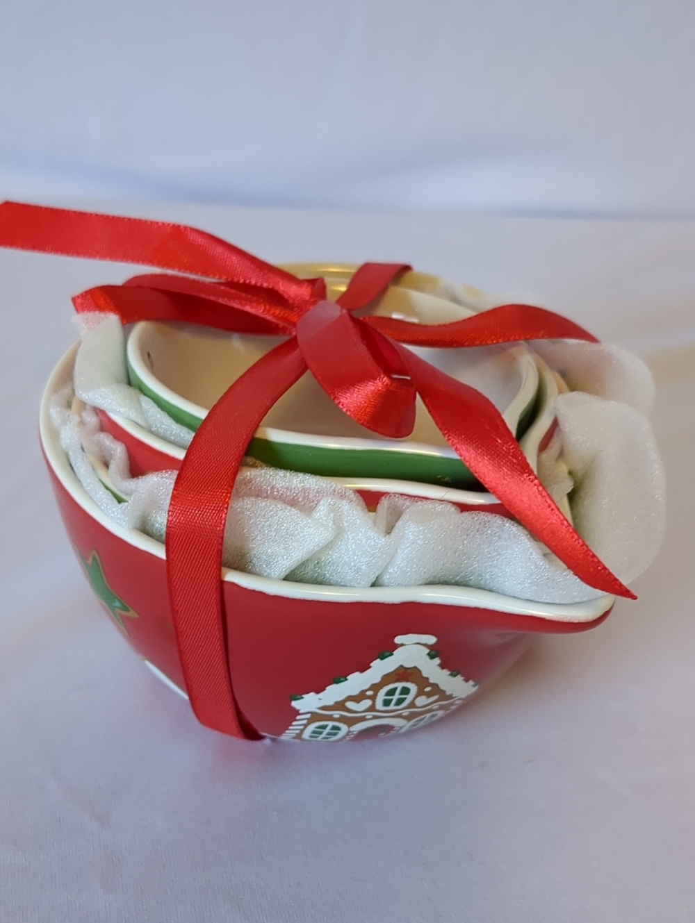 Holiday Time Gingerbread Ceramic Nesting Measuring Cups Set 4pc Christmas